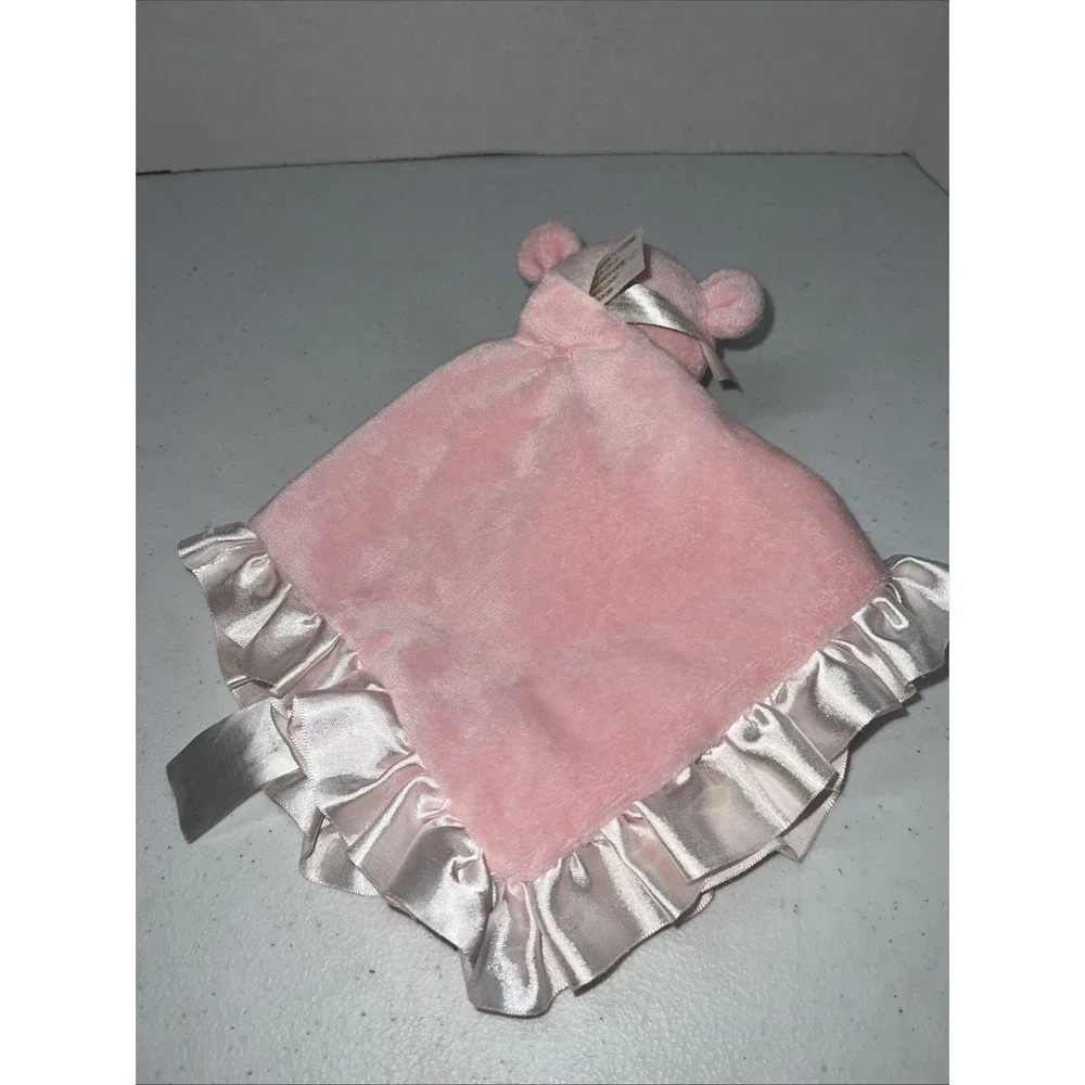CARTERS Pink Bear Ring Rattle Baby Lovey Security Blanket Satin Ruffle